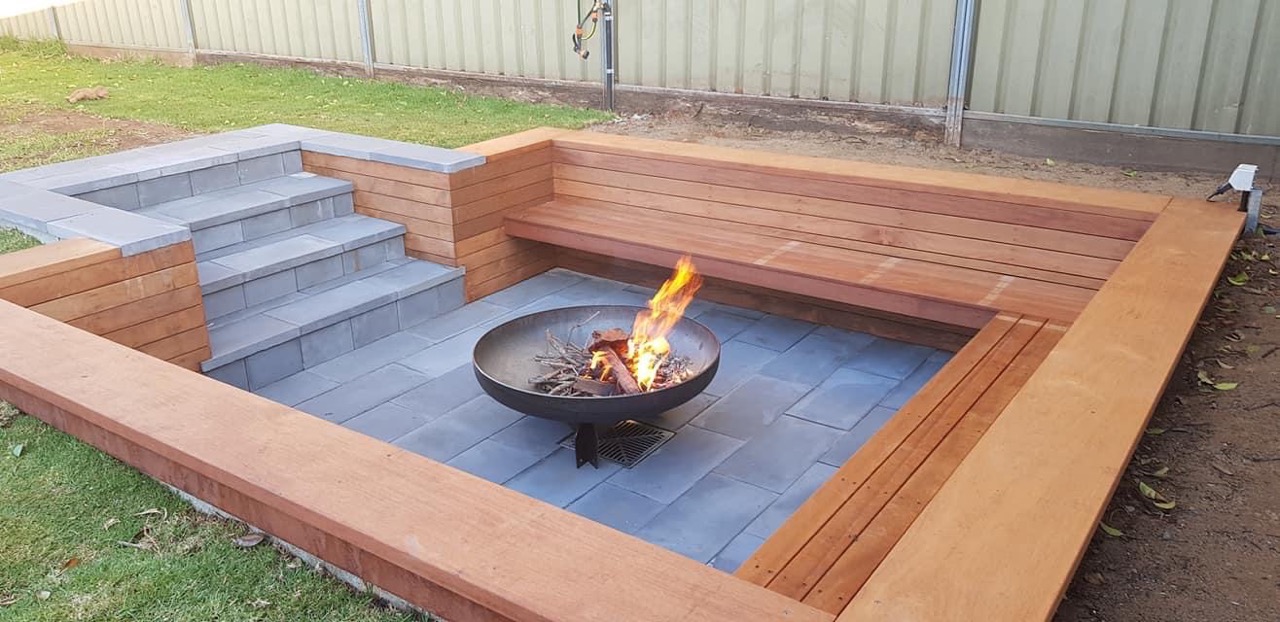 Sunken Fire Pit, Paving, Seating